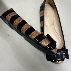 Prada Black and Brown Sequin Flats